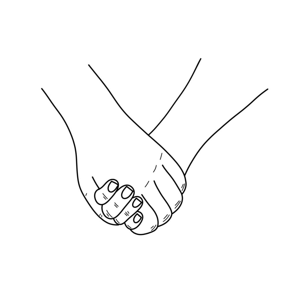 mano tomados de la mano. ilustración vectorial línea continua dibujada a mano de pareja tomados de la mano. impresión de arte del cartel. ilustración vectorial ilustración vectorial vector