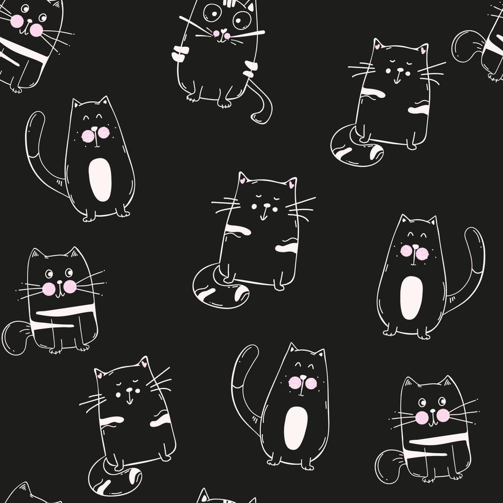 Seamless pattern with cute Kittens. Creative childish texture. Great for fabric, textile Vector Illustration. Vector illustration. Vector illustration