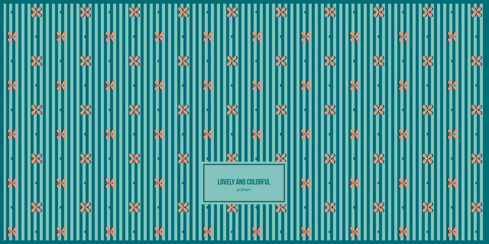 lovely and colorful flower pattern inside green stripe vector