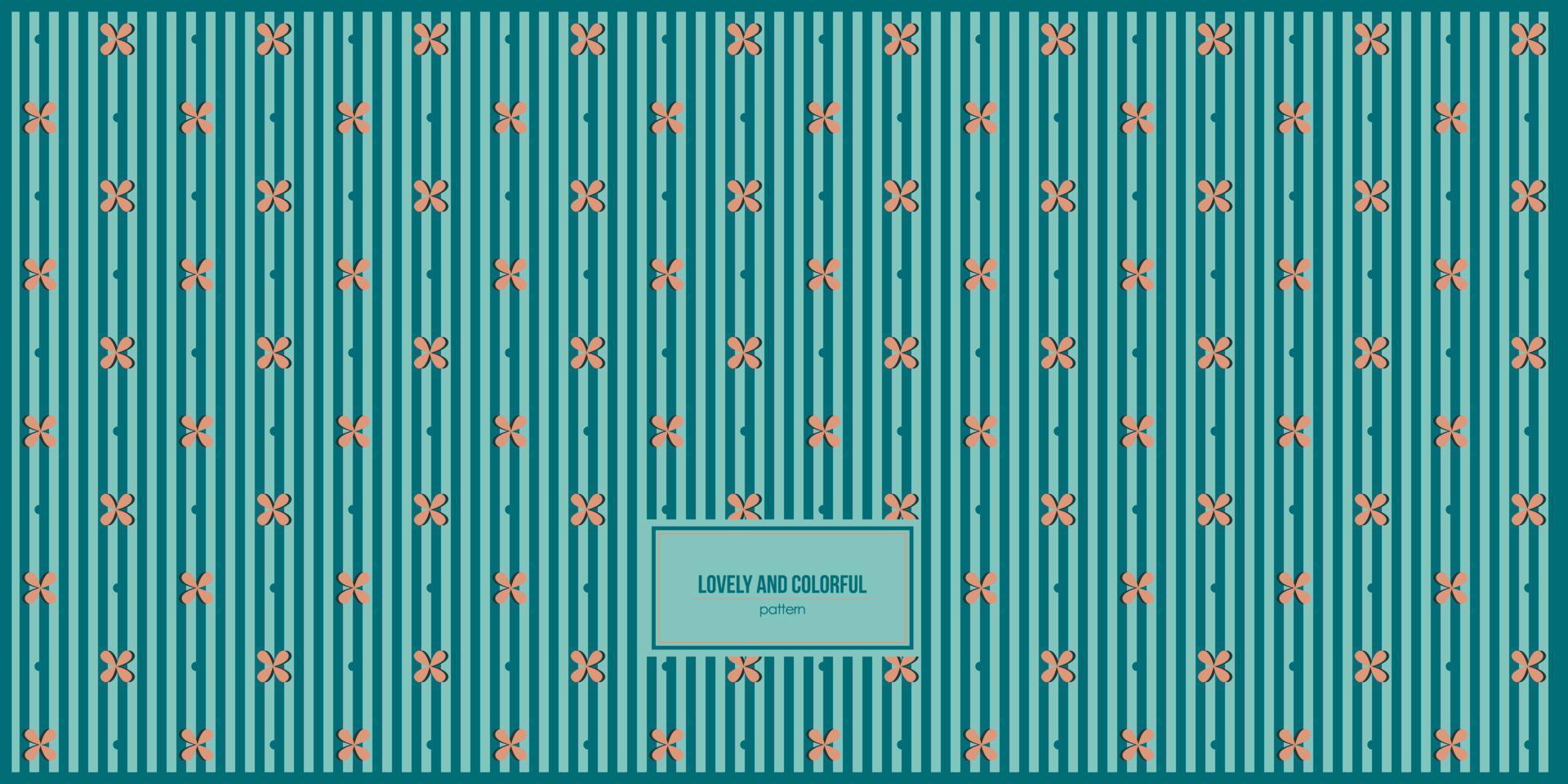 lovely and colorful flower pattern inside green stripe vector