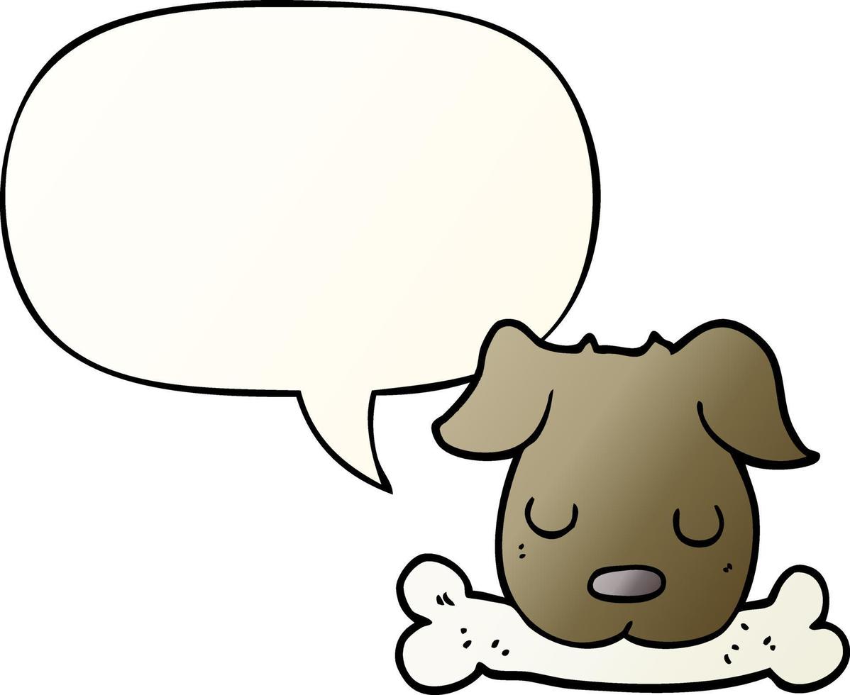 cartoon dog and bone and speech bubble in smooth gradient style vector