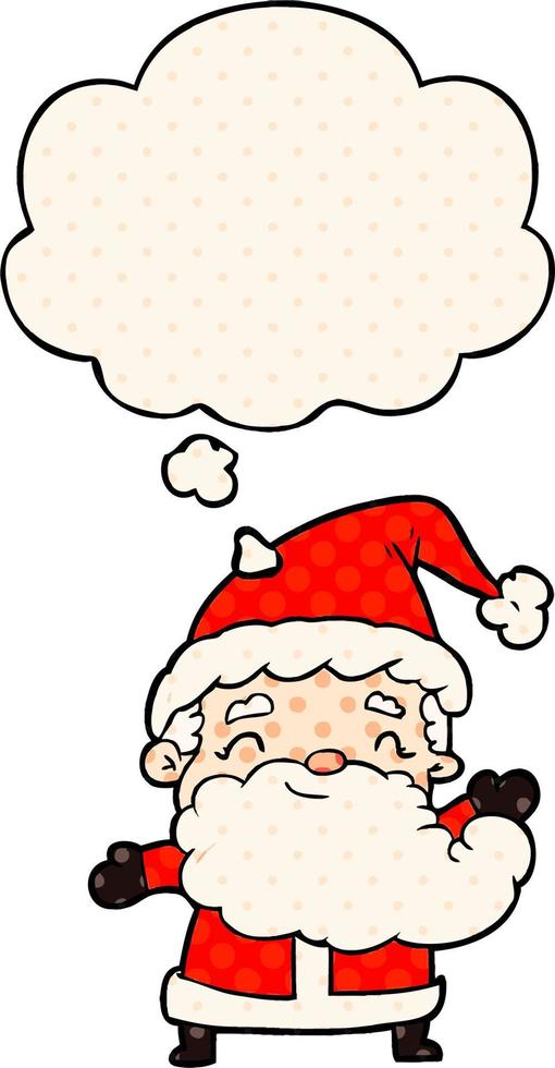 cartoon santa claus and thought bubble in comic book style vector