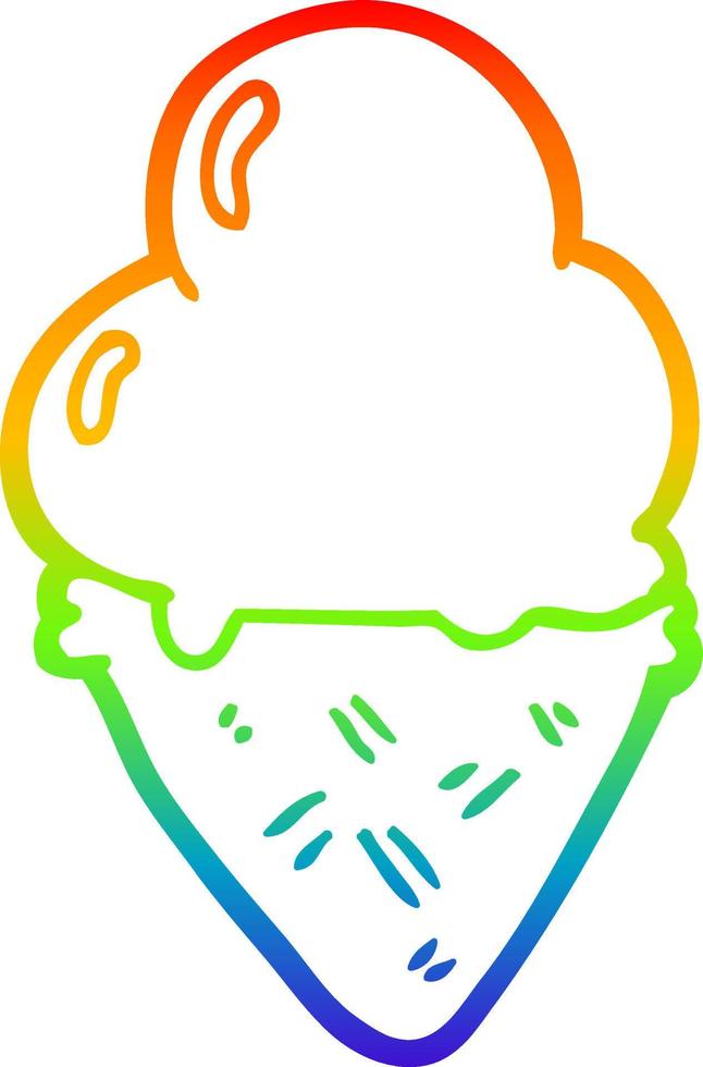rainbow gradient line drawing cartoon ice cream vector