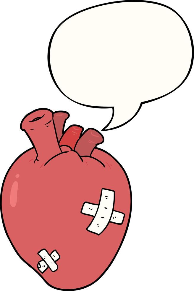 caricatura, corazón, y, burbuja del discurso vector