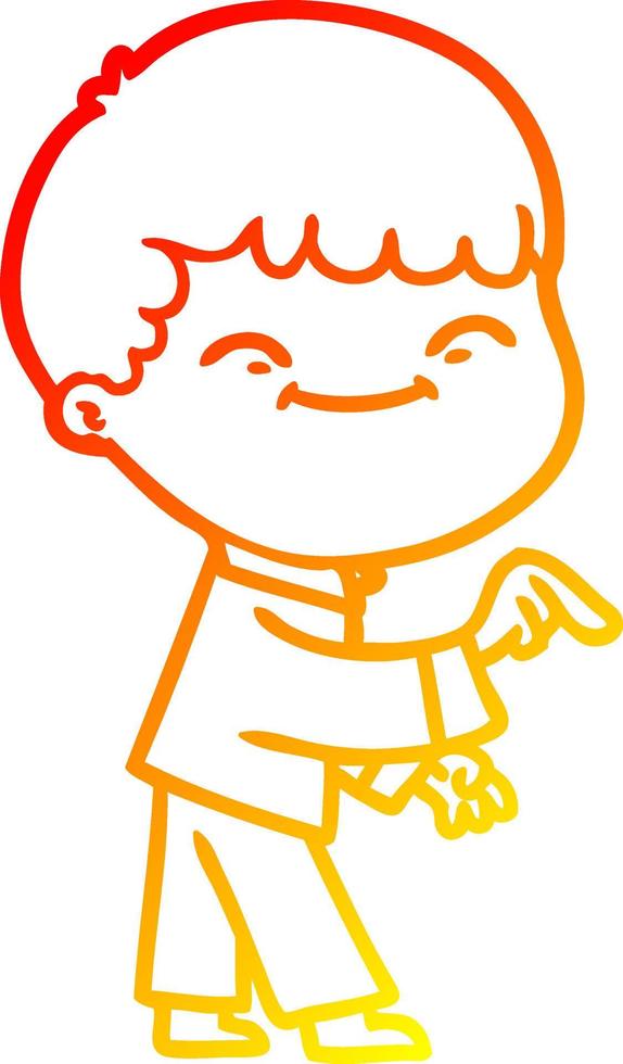 warm gradient line drawing cartoon happy boy vector