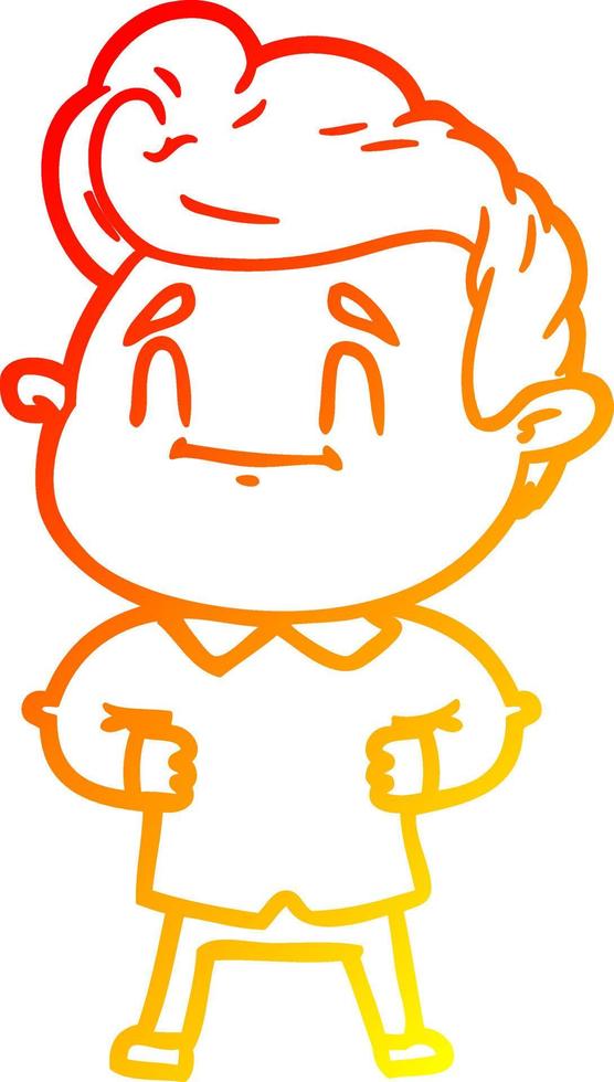warm gradient line drawing happy cartoon man vector