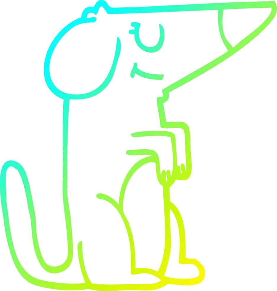 perro de dibujos animados de dibujo de línea de gradiente frío vector