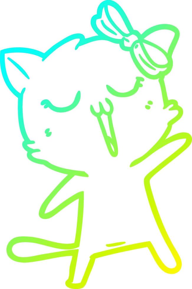 cold gradient line drawing cartoon cat vector
