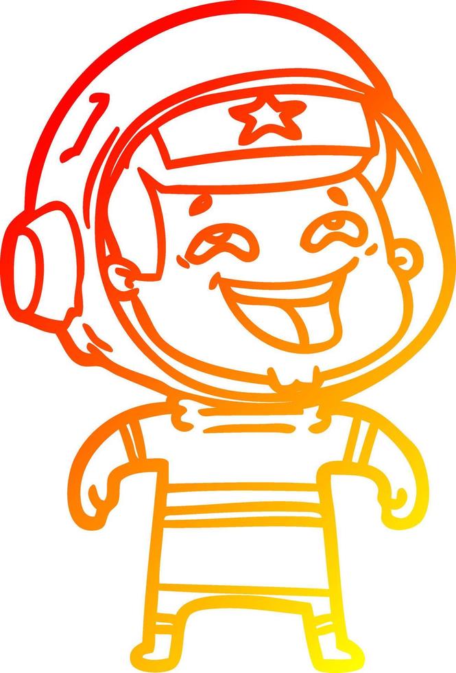 cálido gradiente línea dibujo dibujos animados riendo astronauta vector