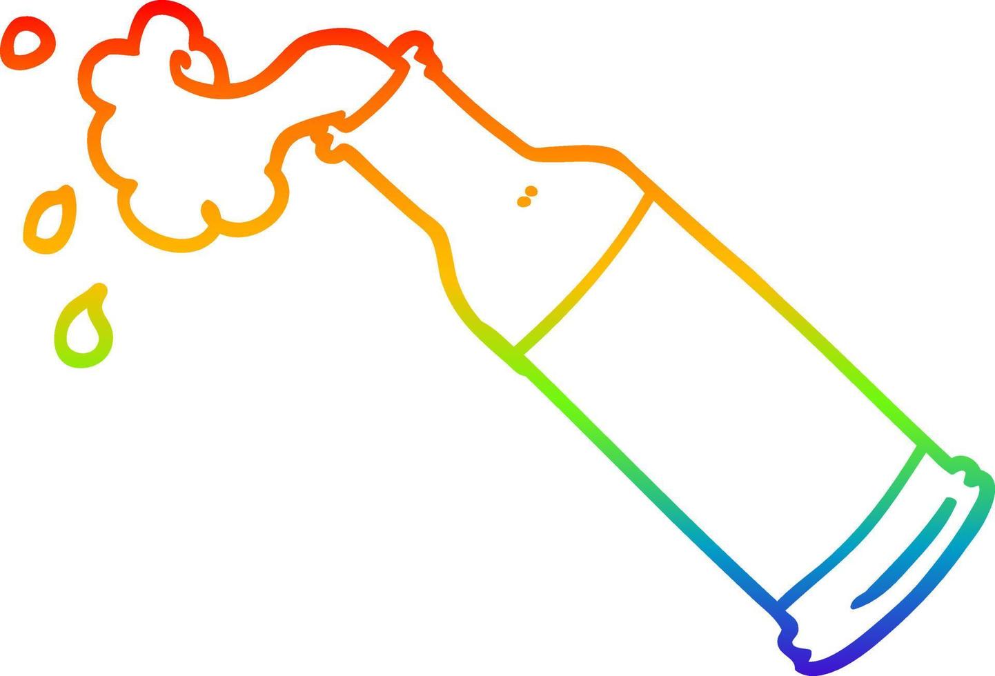 botella de cerveza espumosa de dibujos animados de dibujo de línea de gradiente de arco iris vector