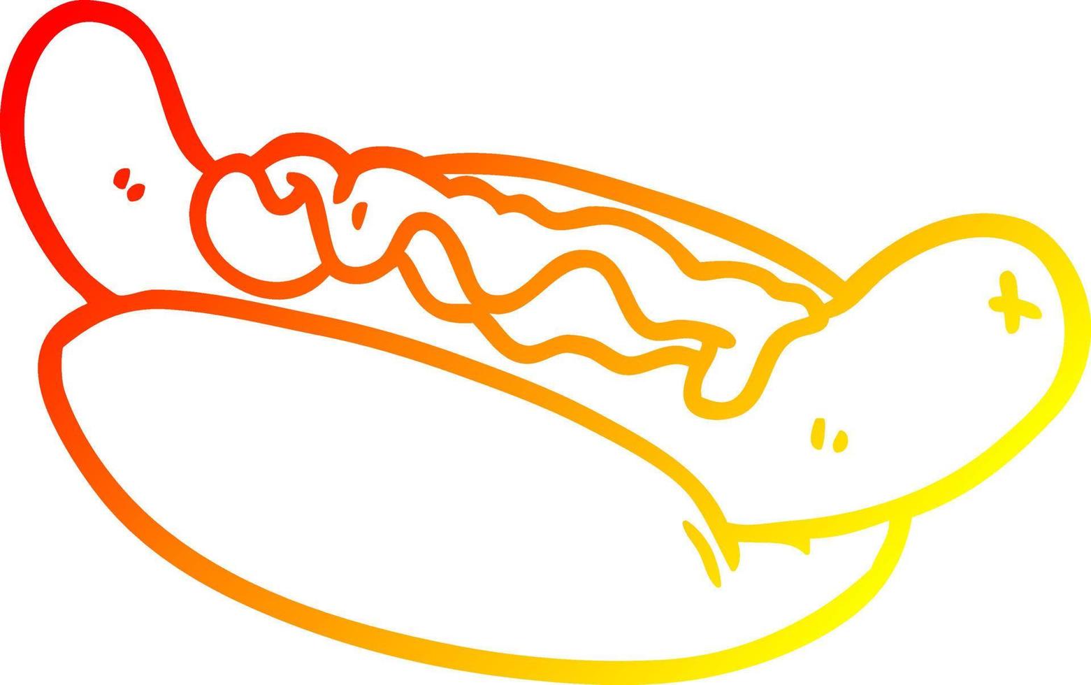 warm gradient line drawing fresh tasty hot dog vector
