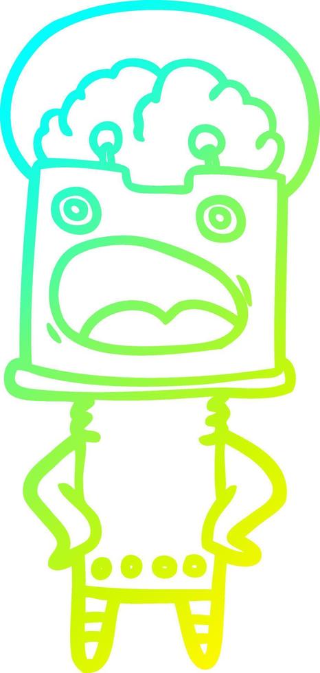 cold gradient line drawing cartoon robot vector