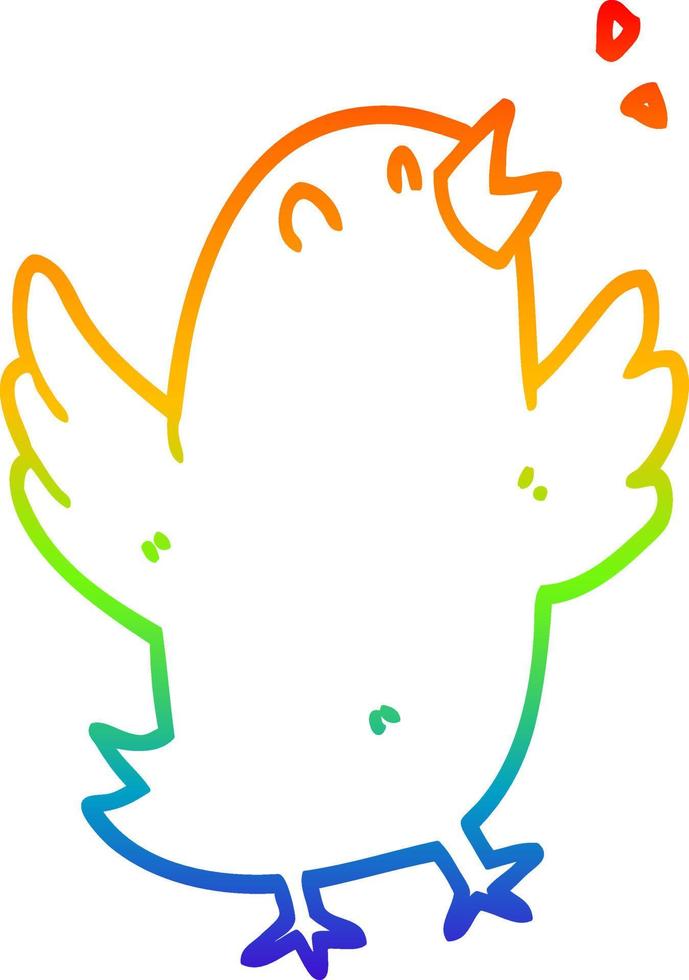 rainbow gradient line drawing cartoon bird singing vector
