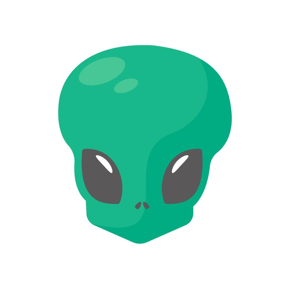 Alien faces. green alien creature with big eyes vector