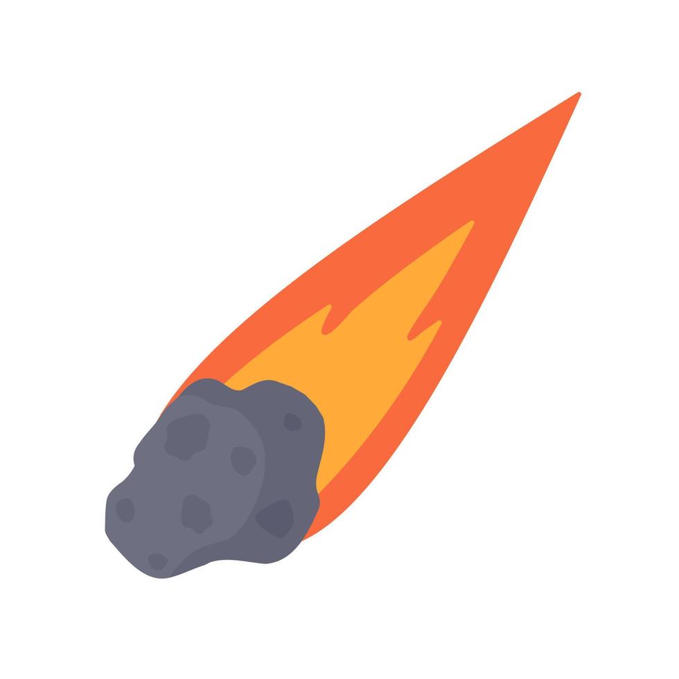Comet cartoon. The meteorite fell to the earth and sparked. vector