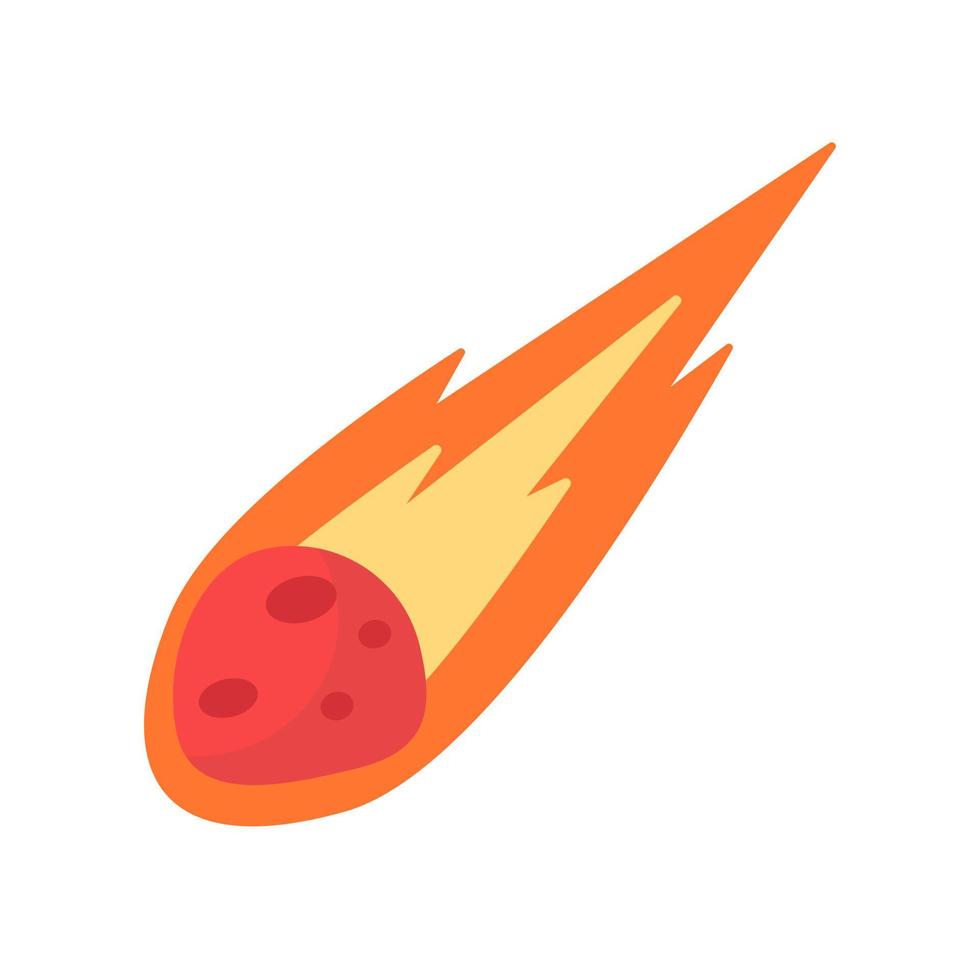 Comet cartoon. The meteorite fell to the earth and sparked. vector