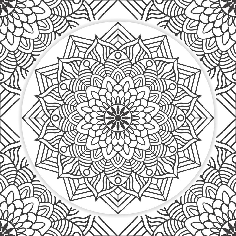 Colouring pages KDP interior for adults, Mandala flower line art for KDP colouring book page. Lace pattern Mandala for colouring page vector