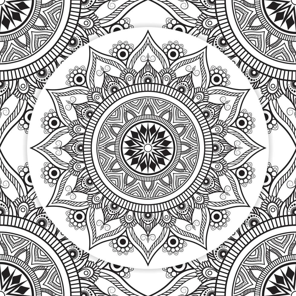 páginas para colorear de flores abstractas interior de kdp, arte lineal de flores de mandala para la página del libro de colorear de kdp. patrón de encaje mandala para colorear página vector