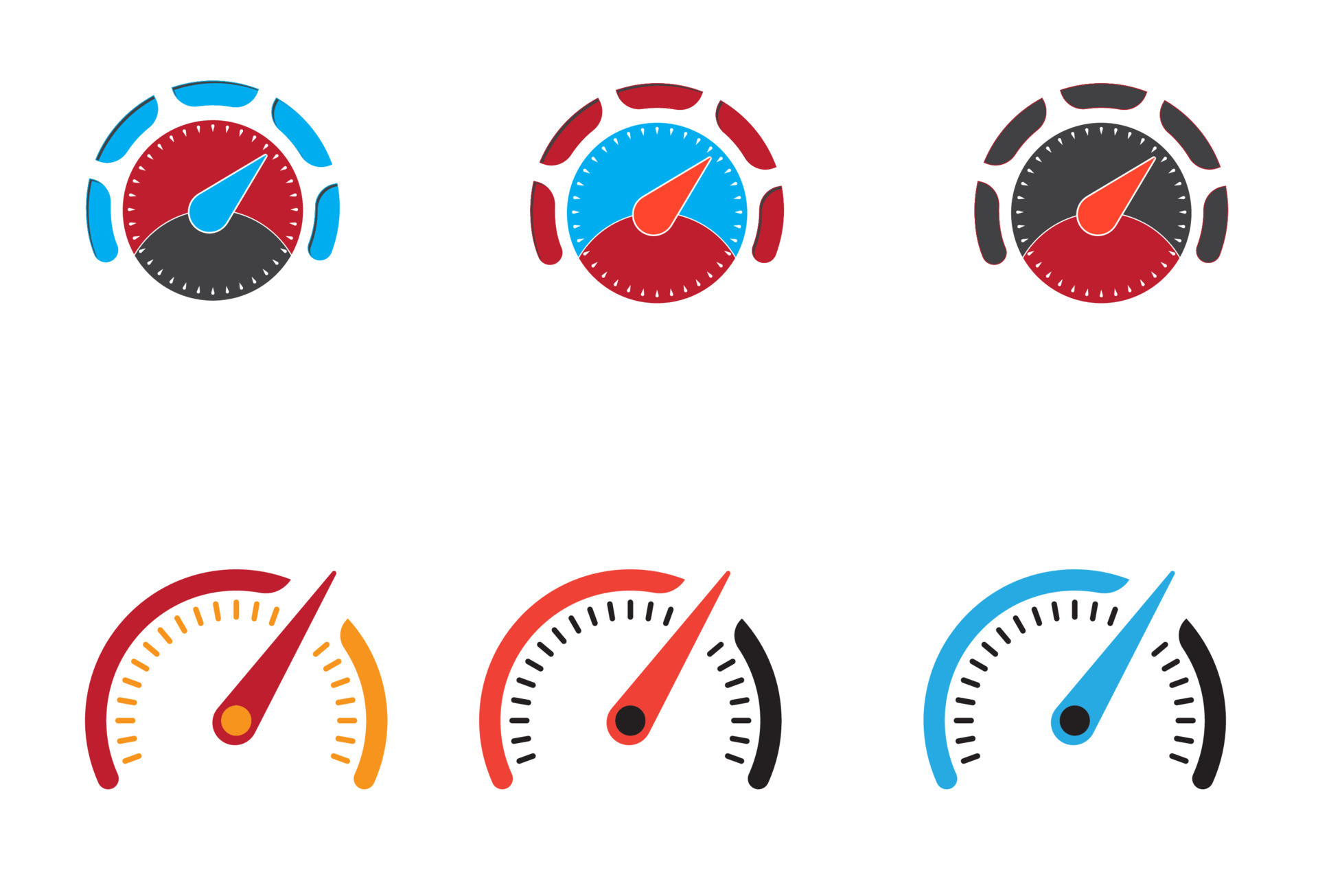 ilustración de vector de icono de medidor de velocidad conjunto de