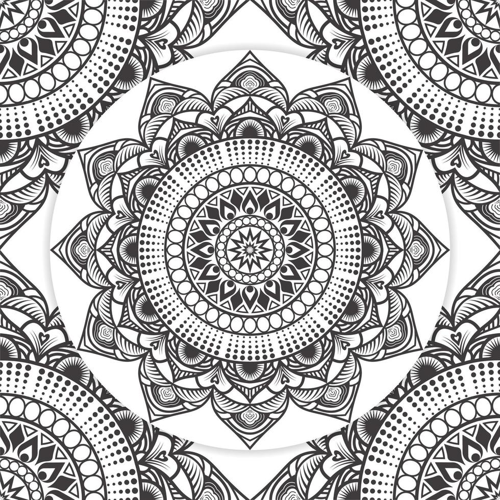 Mandala flower line art for KDP colouring book page. Lace pattern Mandala for coloring page, ethnic style Islamic mandala design vector
