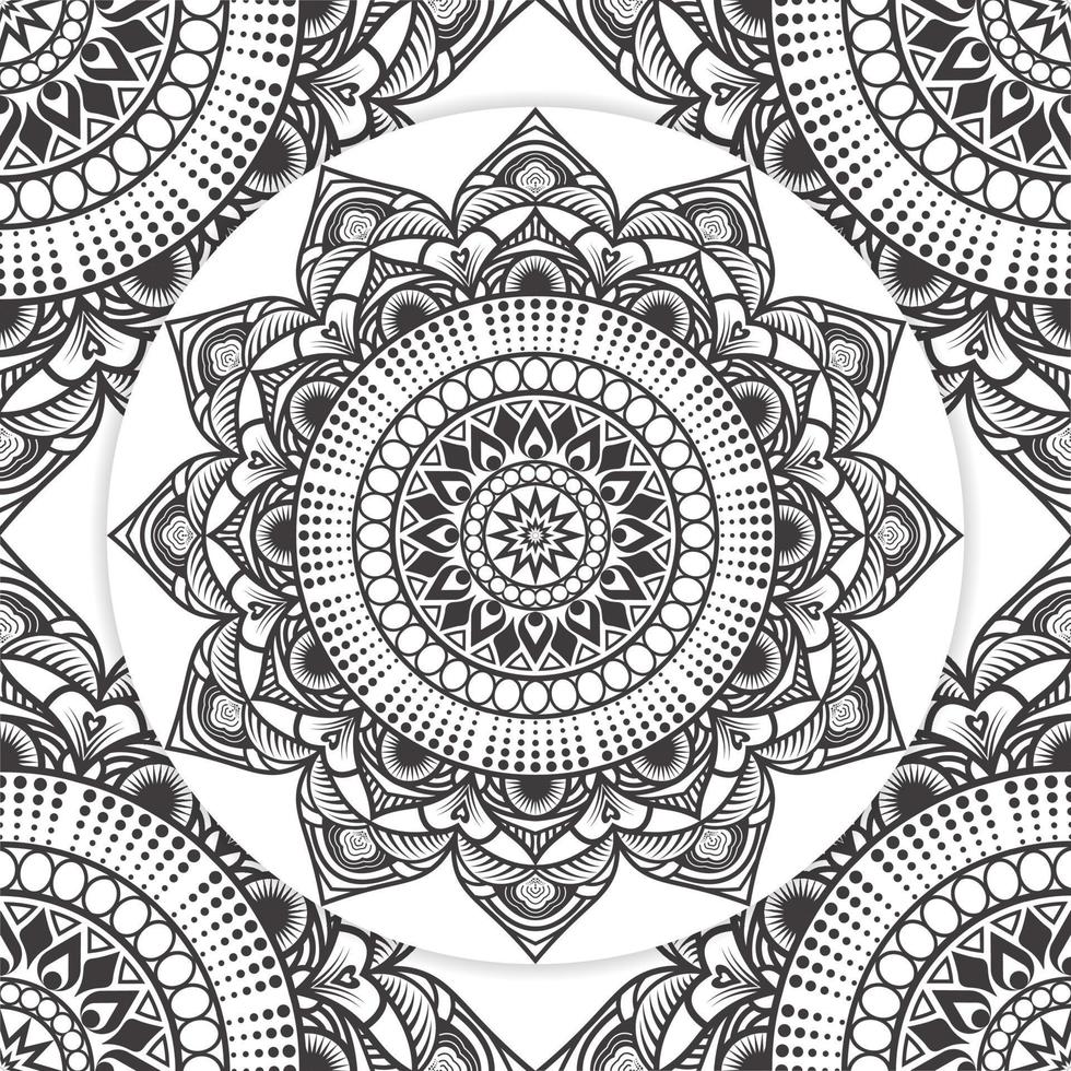 arte lineal de flores de mandala para la página del libro de colorear kdp. patrón de encaje mandala para colorear página, diseño de mandala islámico de estilo étnico vector