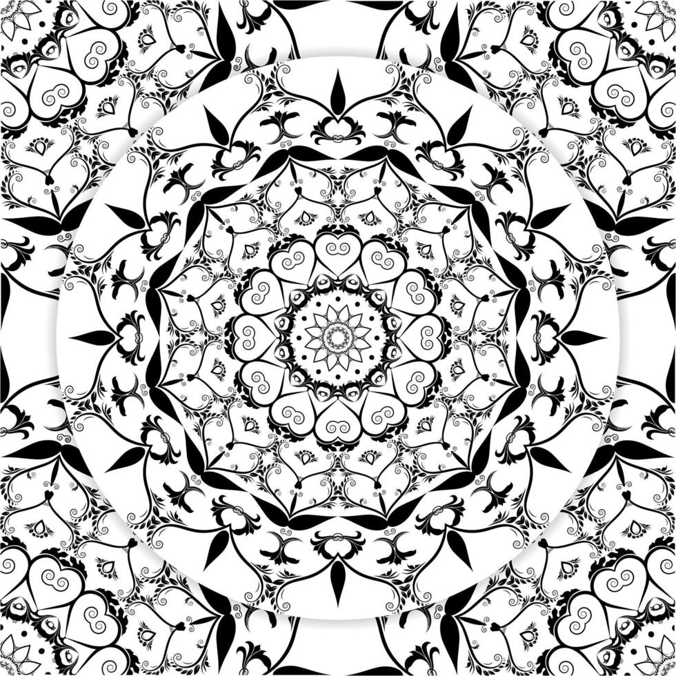 Colouring page for adults with abstract doodle background, Floral Mandala Pattern Coloring Page, Mandala colouring page KDP interior vector