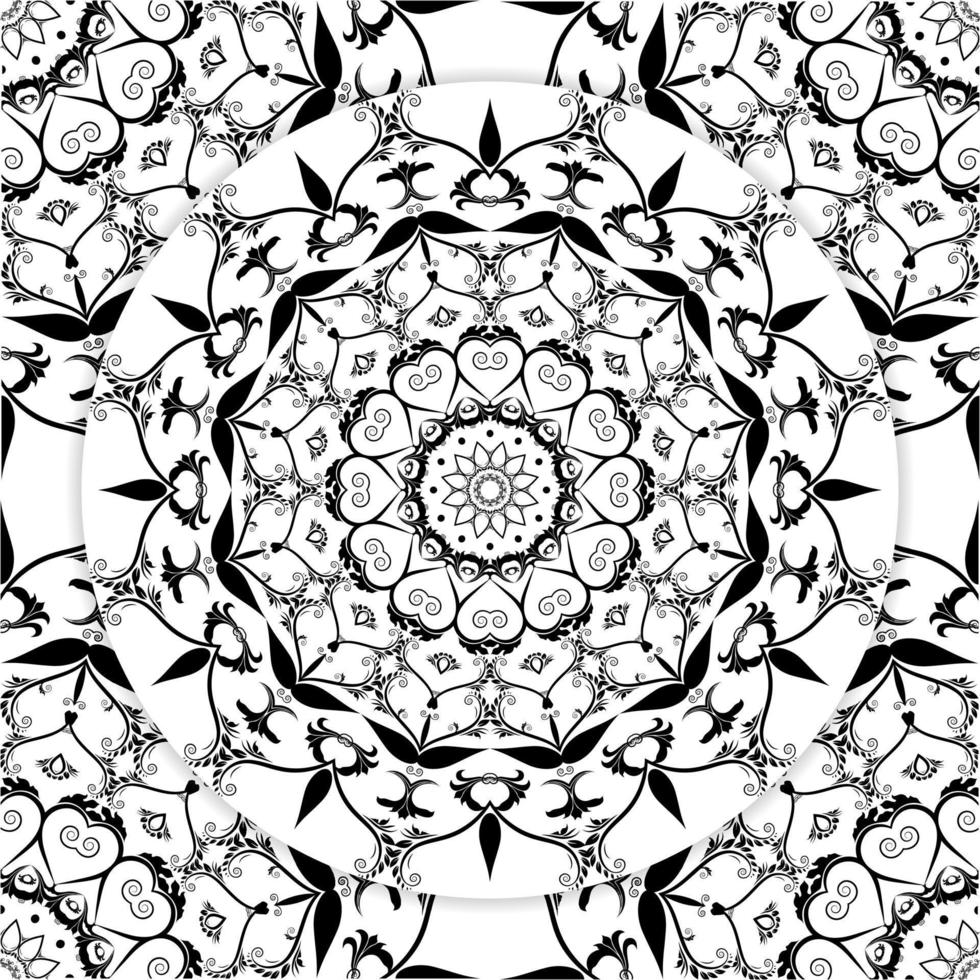 Colouring page for adults with abstract doodle background, Floral Mandala Pattern Coloring Page, Mandala colouring page KDP interior vector