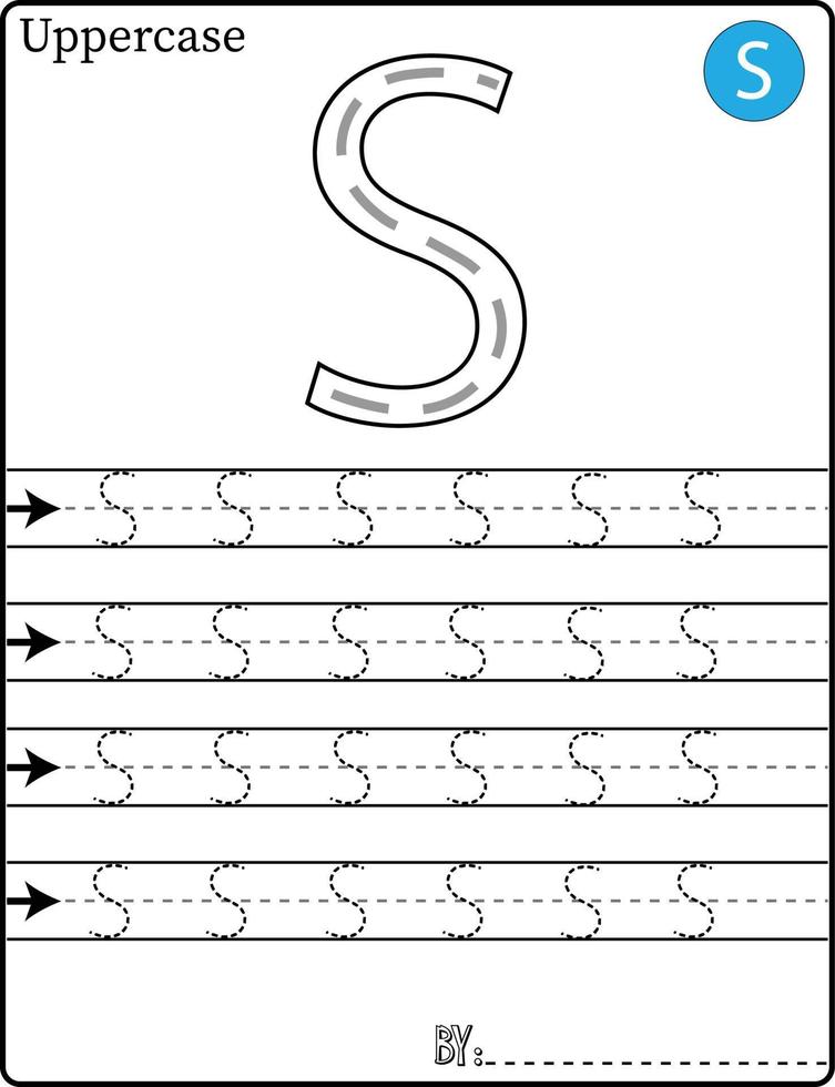 ALPHABET TRACING LETTERS STEP BY STEP A-Z Write the letter Alphabet Writing lesson for children vector