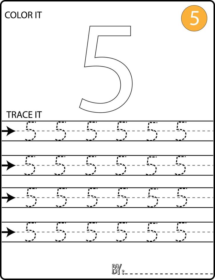 Handwriting Numbers tracing pages for writing numbers Learning numbers, Numbers tracing worksheet for kindergarten vector