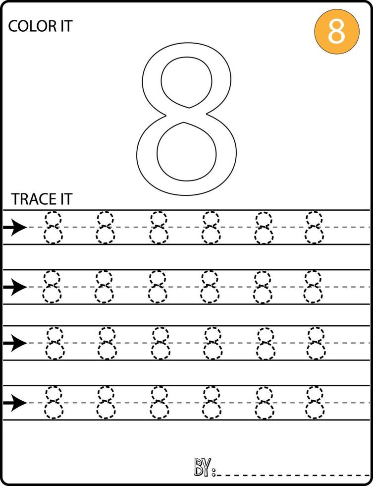 Handwriting Numbers tracing pages for writing numbers Learning numbers, Numbers tracing worksheet for kindergarten vector