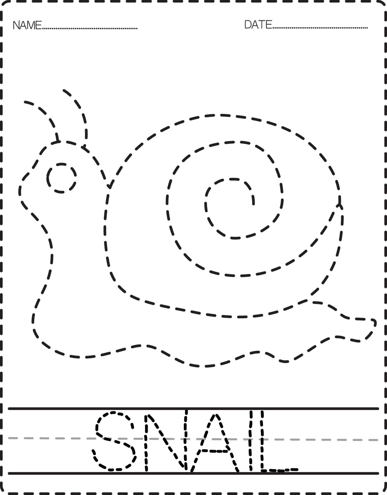 Animal Tracing Book with Example. Preschool worksheet for practicing