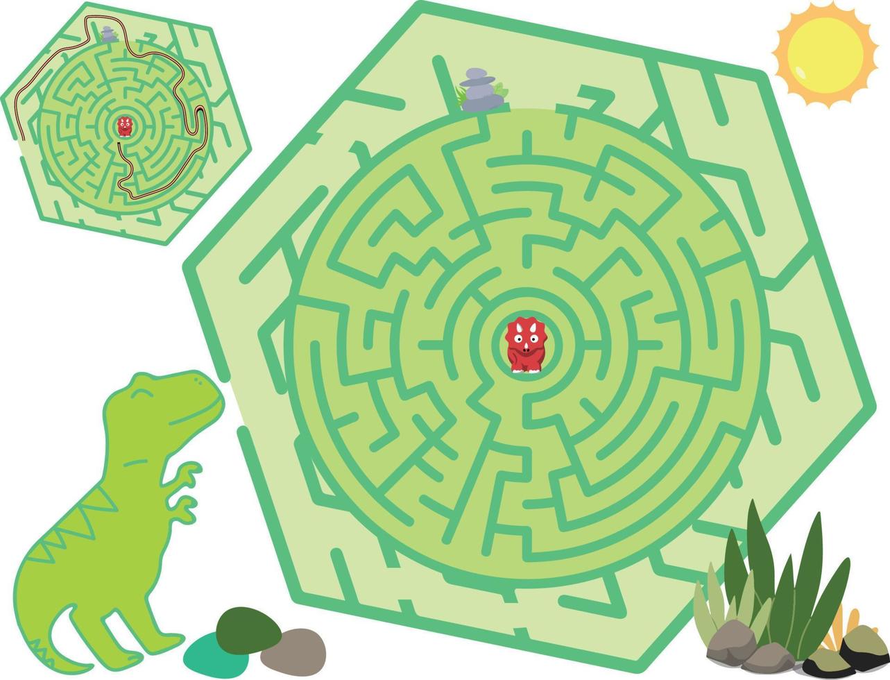Preschool activity with dinosaur. Puzzle Game for children. vector
