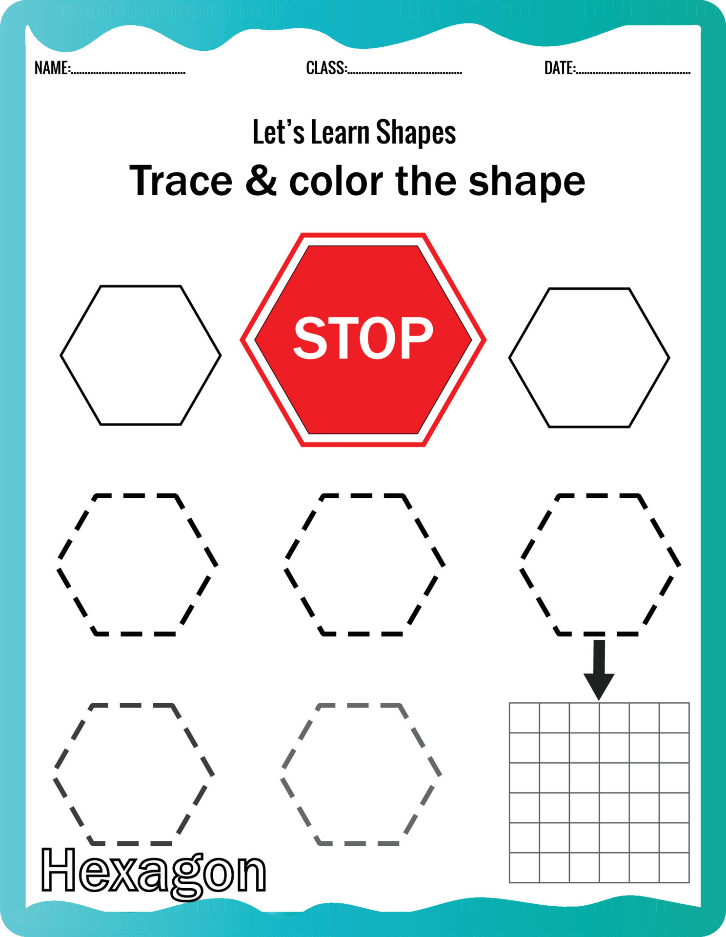 Learn shapes,Preschool or kindergarten worksheet for practicing motor