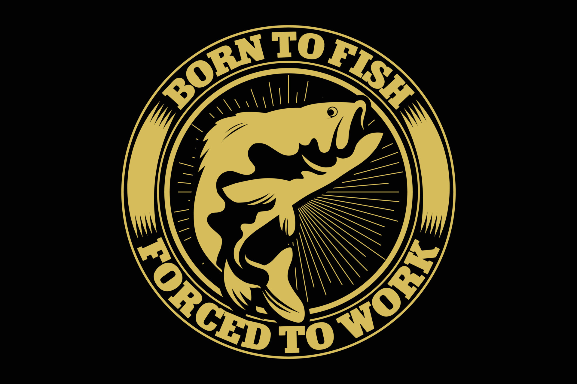 Born to fish forced to work vintage badge t-shirt design. 10511386