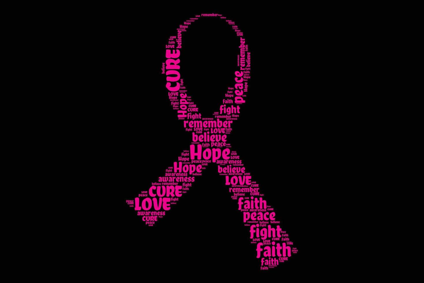 Word cloud breast cancer ribbon t-shirt design. vector