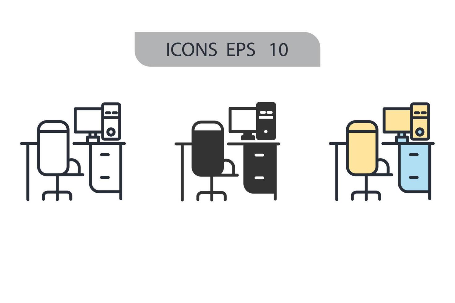 iconos de oficina en casa símbolo elementos vectoriales para web infográfico vector