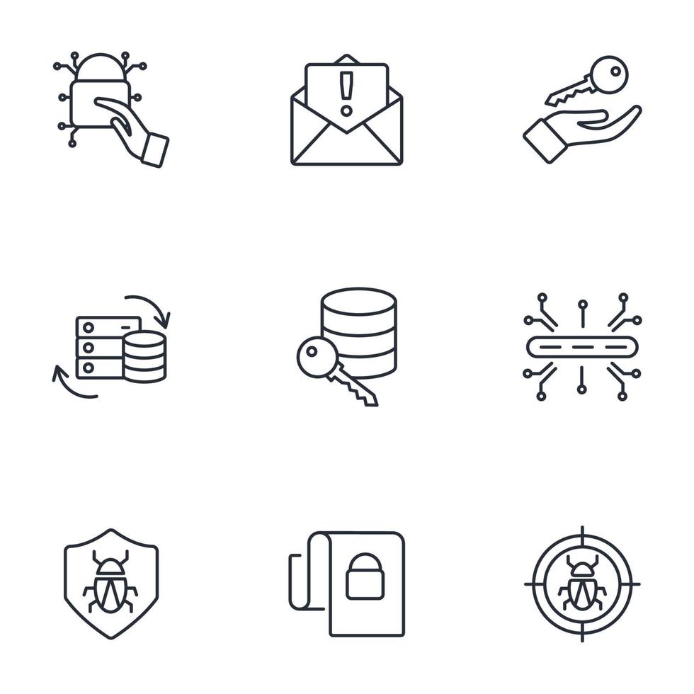 conjunto de iconos de ciberseguridad. elementos de vector de símbolo de paquete de ciberseguridad para web infográfico