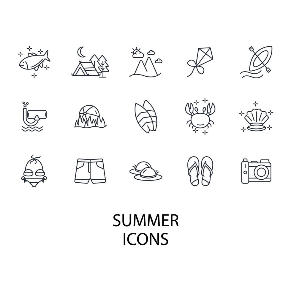 summer vacation icons set . summer vacation pack symbol vector elements for infographic web