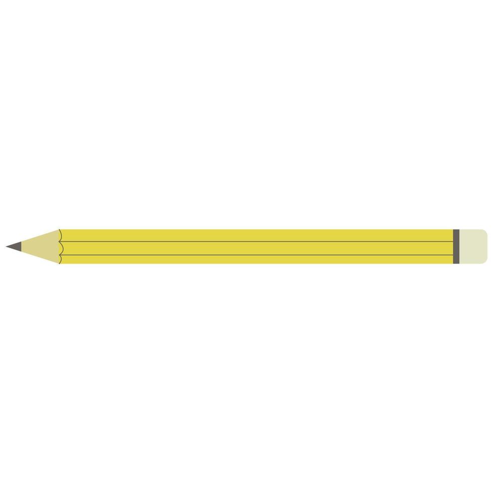 Flat illustration of yellow pencil. Vector tool for school