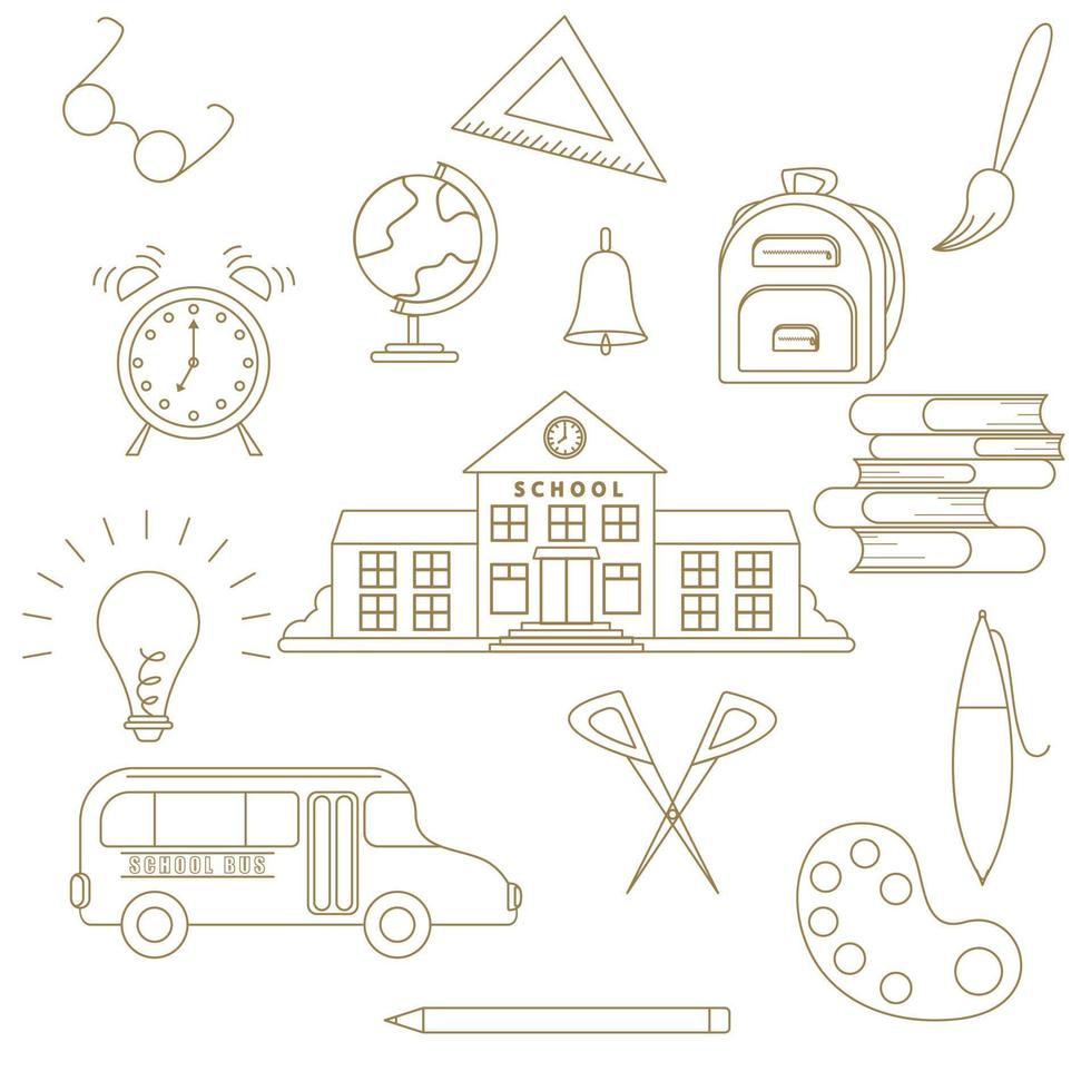 Set of vector icons on the school theme