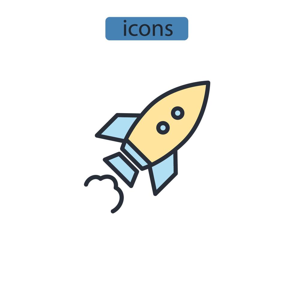 elementos de vector de símbolo de iconos de algoritmos de impulso para web de infografía