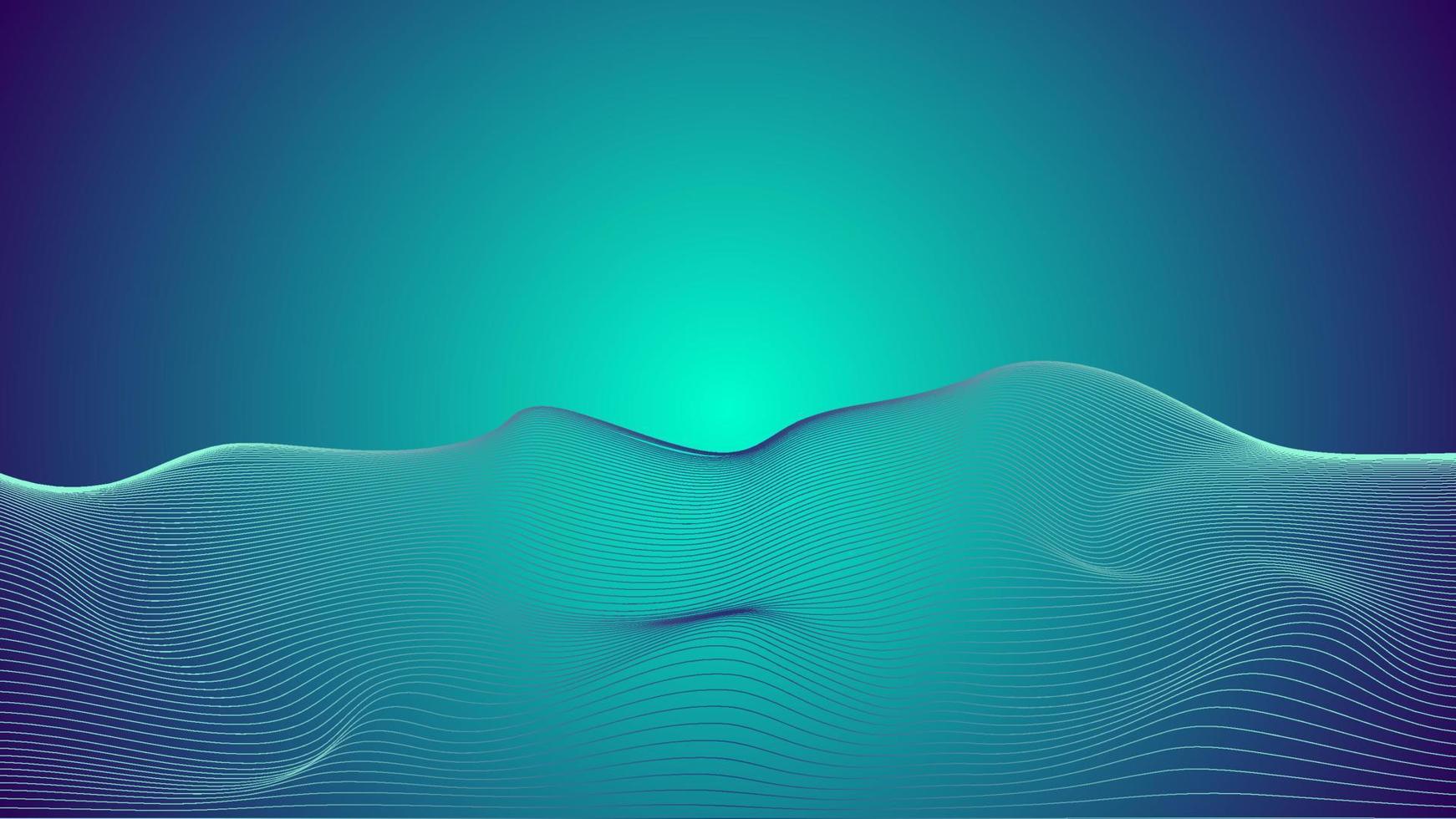 Wavy background with blue ocean. vector