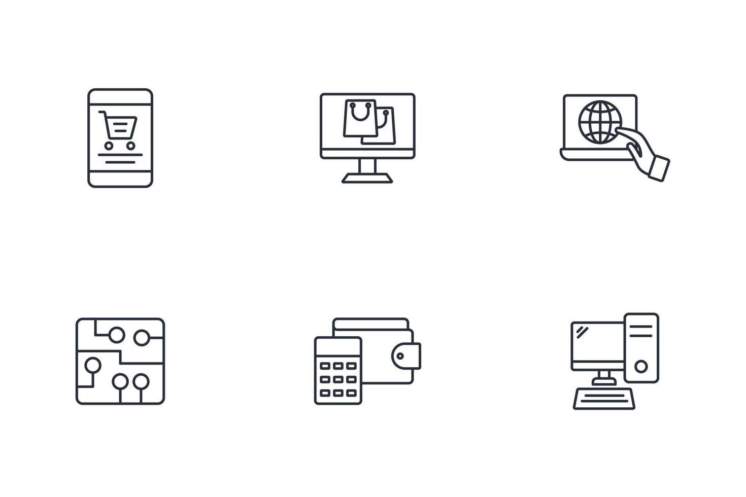E-Payment Internet Banking Technology icons set . E-Payment Internet Banking Technology pack symbol vector elements for infographic web