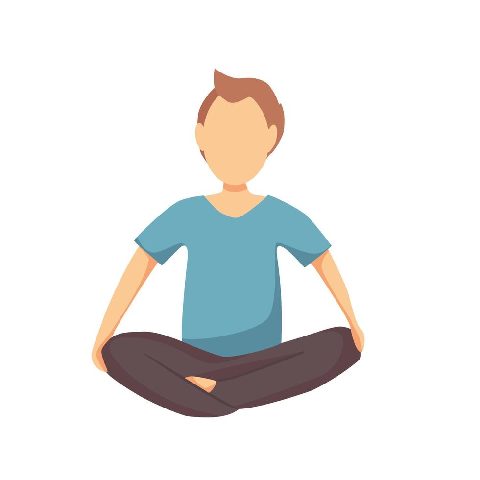 The man is doing yoga. Lotus position. Vector cartoon.