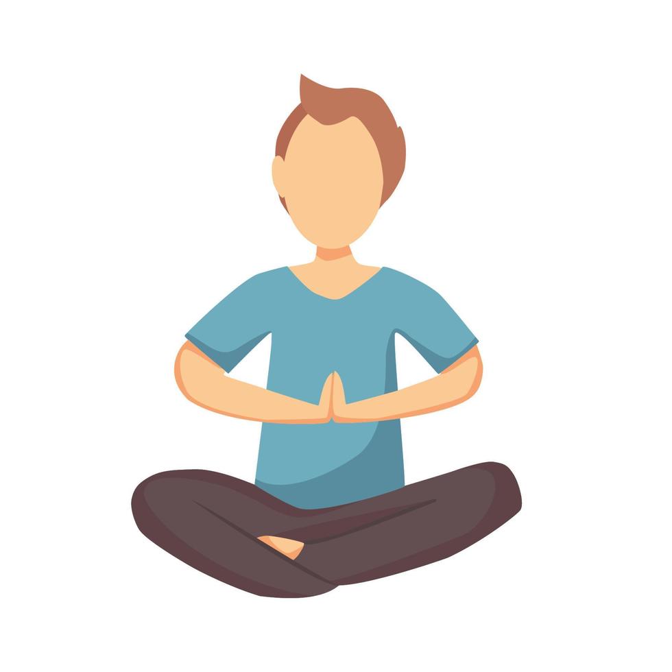 The man is doing yoga. Lotus position. Vector cartoon.