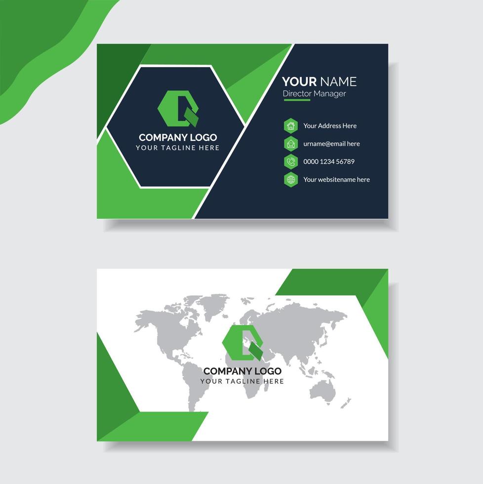 Green elegant business card template vector