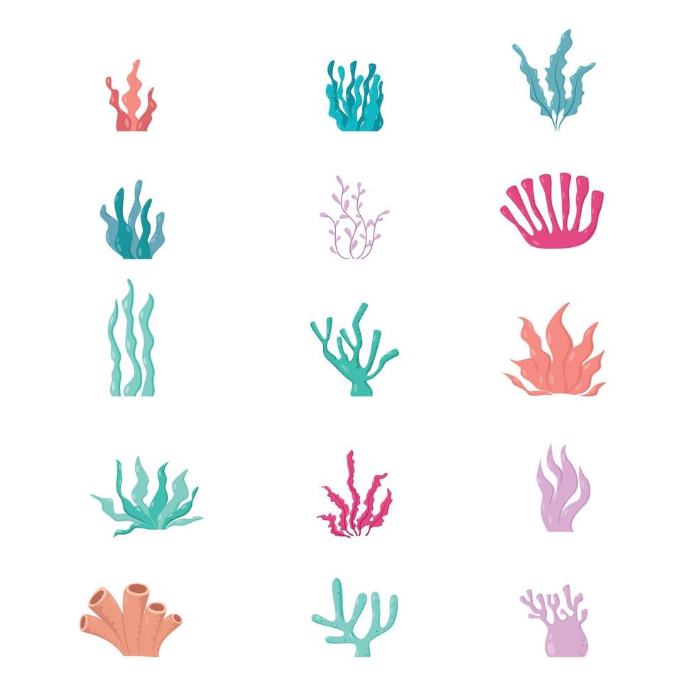 ocean plant and coral vector set