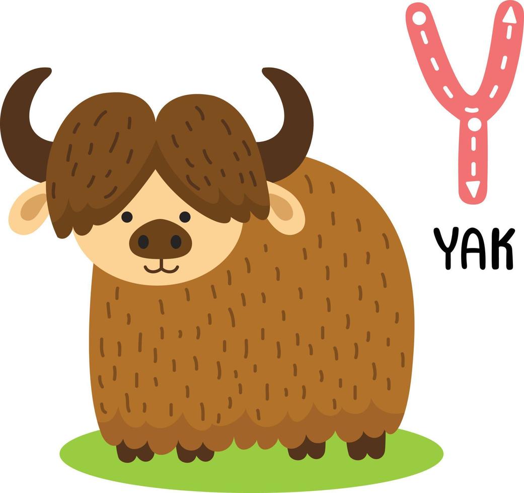 ilustración aislado animal alfabeto letra y-yak vector