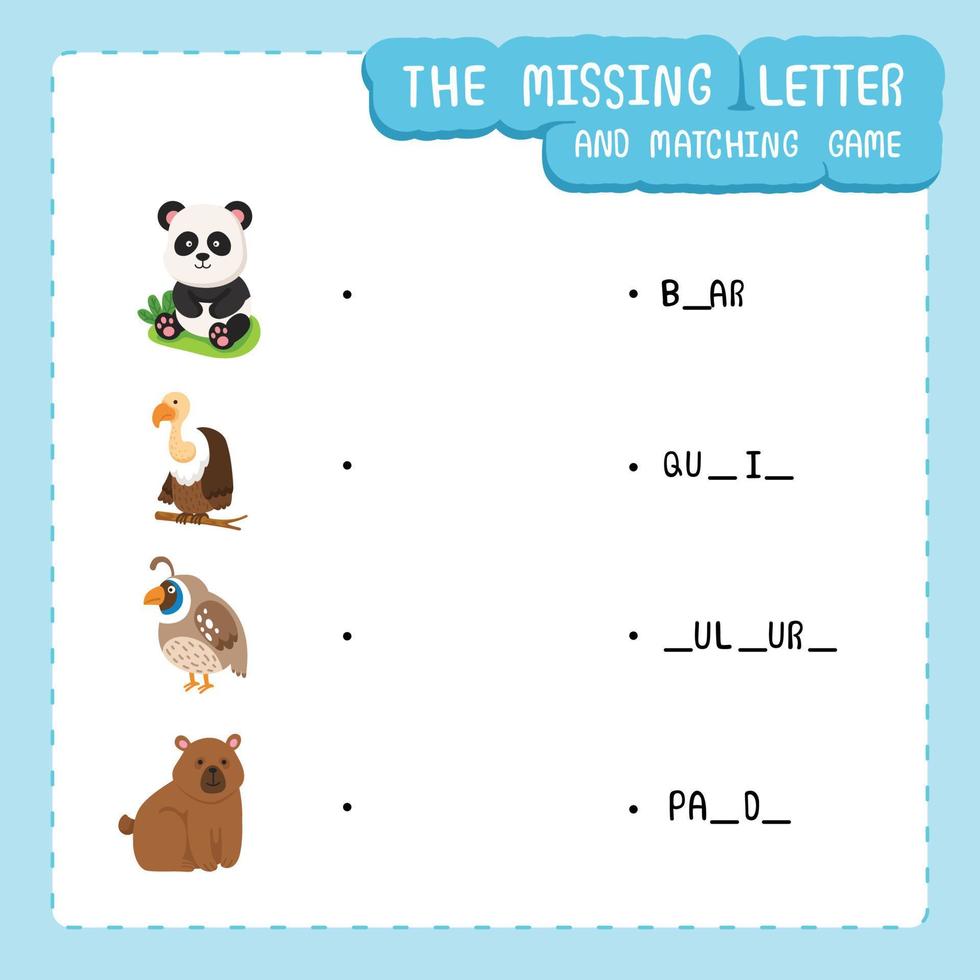 The missing letter and matching game vector