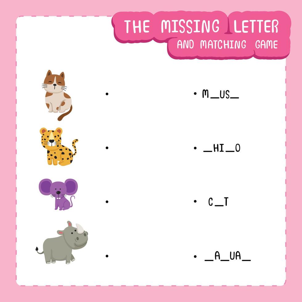 The missing letter and matching game vector